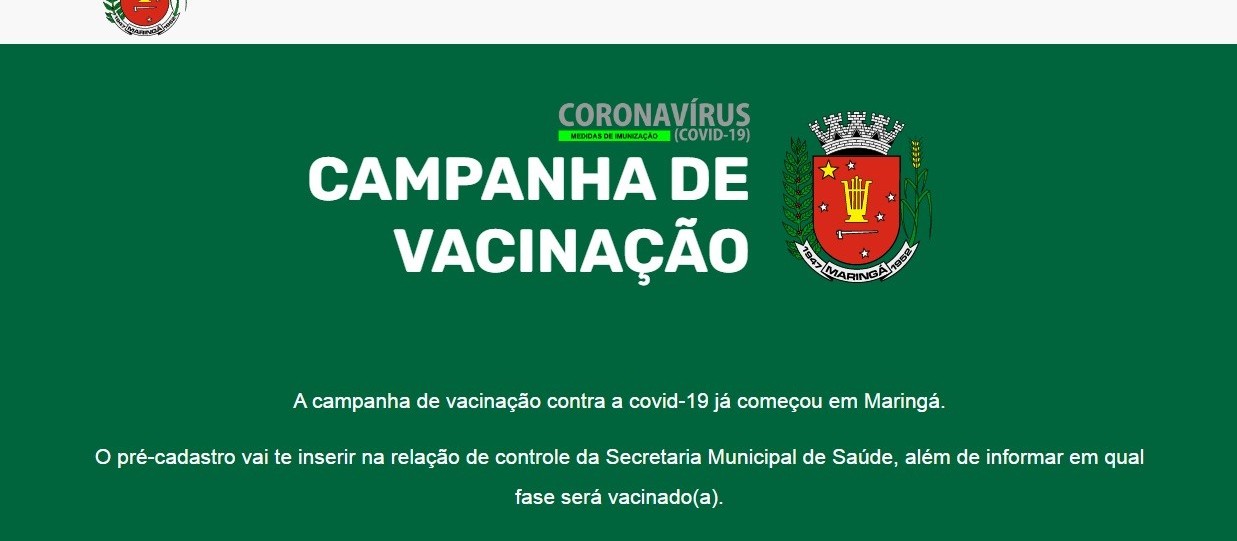 Maringaenses podem fazer pré-cadastro para vacinação contra a Covid-19