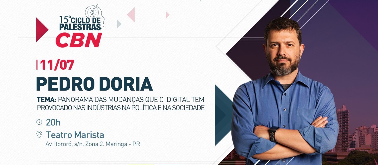 Jornalista e escritor Pedro Doria faz palestra em Maringá dia 11 de julho 
