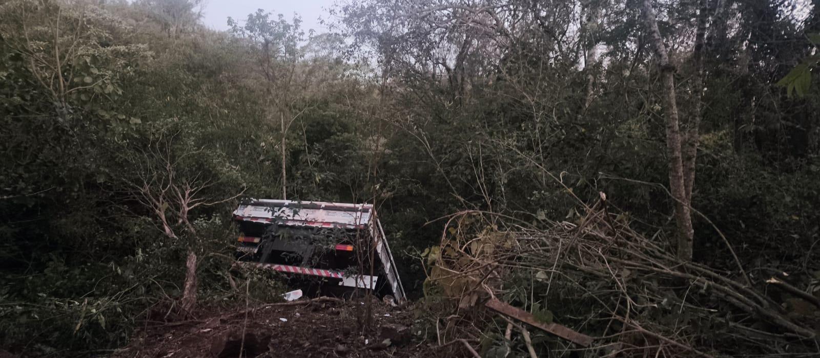 Caminhão perde freios e motorista joga veículo para fora da pista, mas morre atingido por carga