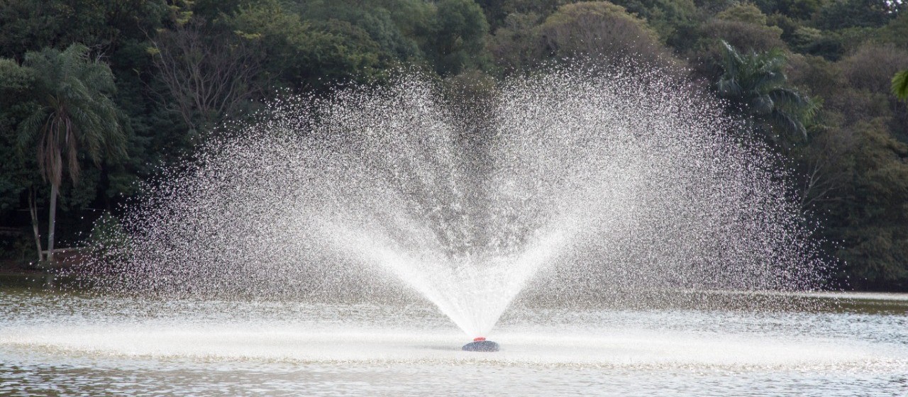 Cinco aeradores foram instalados no lago do Parque do Ingá