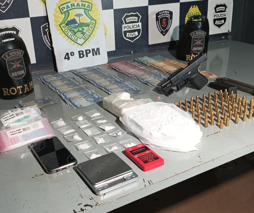 Polícia prende dono de tabacaria em Maringá e apreende cocaína, arma e munições