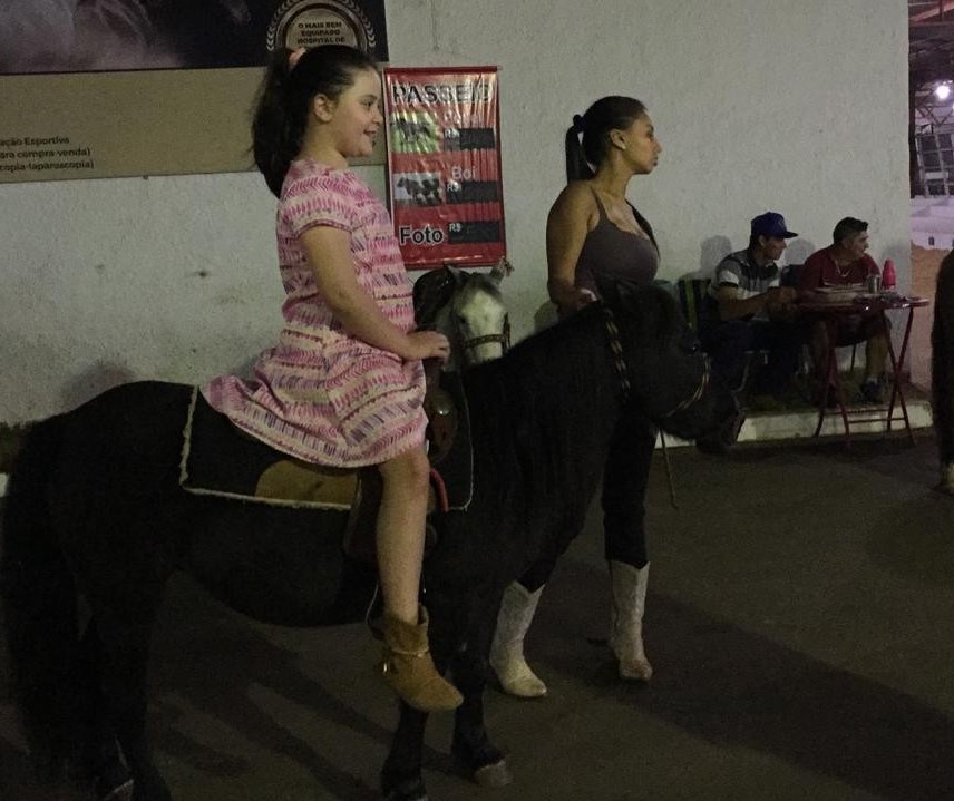 Crianças se divertem na Expoingá com passeios em pequenos animais