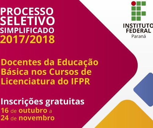IFPR seleciona professores da educação básica para cursos  gratuitos de licenciatura