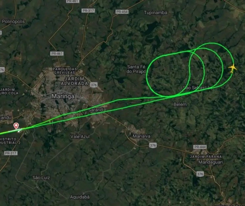 Após decolar, avião tem problema, voa em círculos e volta ao Aeroporto de Maringá; entenda