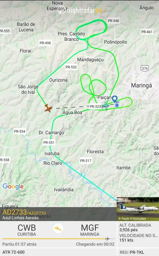 Foto: Reprodução/Flightradar 24