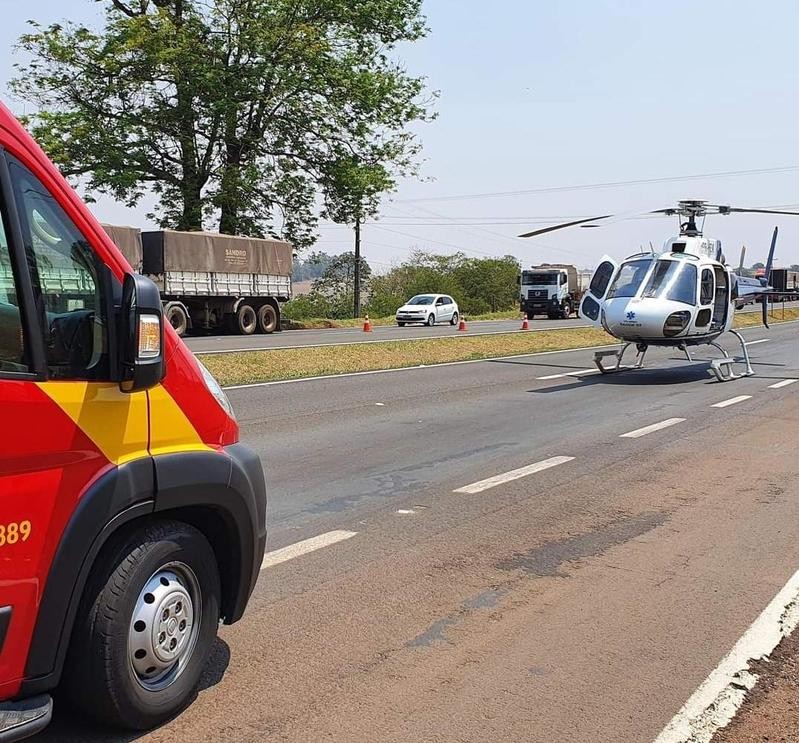 Helicóptero do Samu esteve no local – Foto: Operações Aéreas Samu