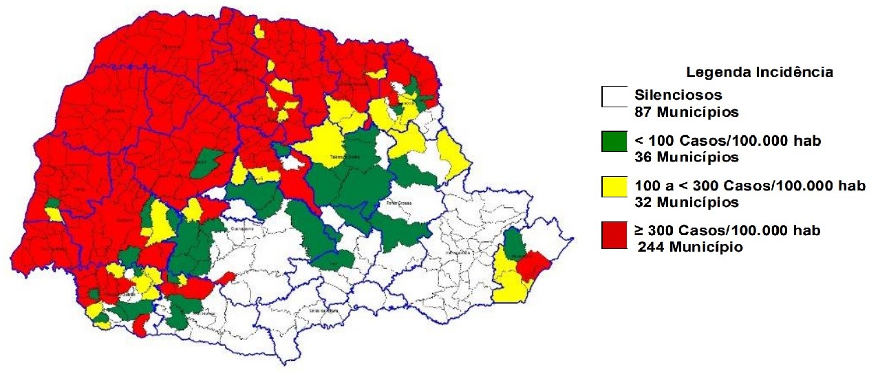 Fonte: Coordenadoria de Vigilância Ambiental /SESA. Dados referentes à Semana Epidemiológica 31/2019 a 28/2020.