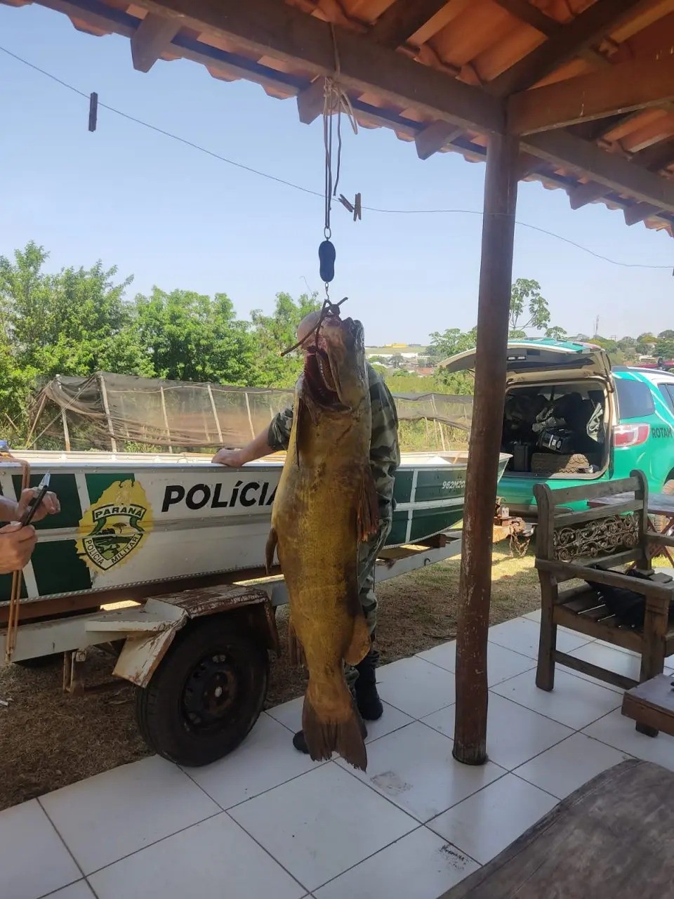 Pesca ilegal de jaú. Foto: PM Ambiental