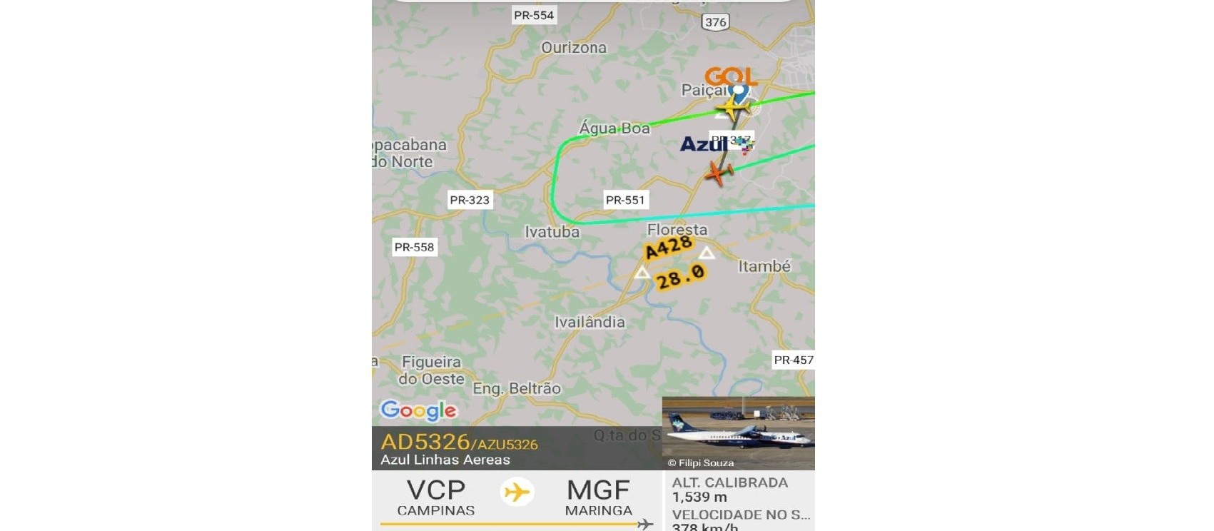 Vento forte atrapalha pouso de avião no aeroporto de Maringá