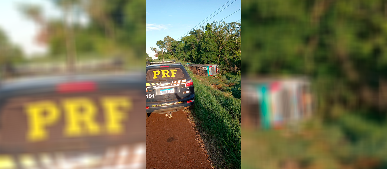 Ônibus com 27 pessoas tomba na BR-163 e deixa vários feridos