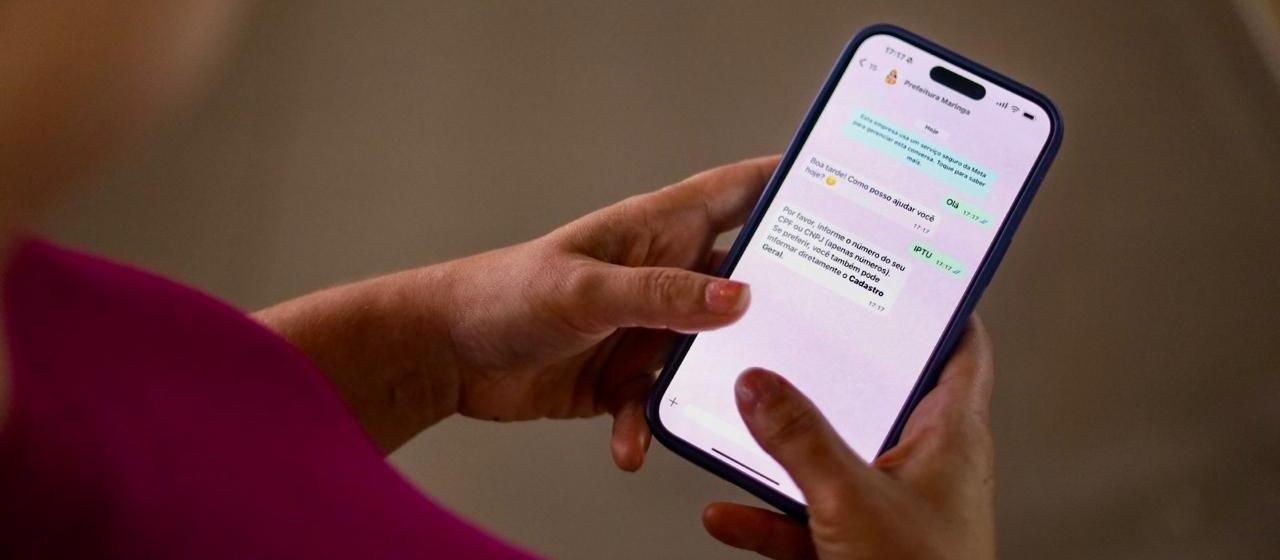 Maringaenses podem solicitar boleto do IPTU por chatbot no WhatsApp