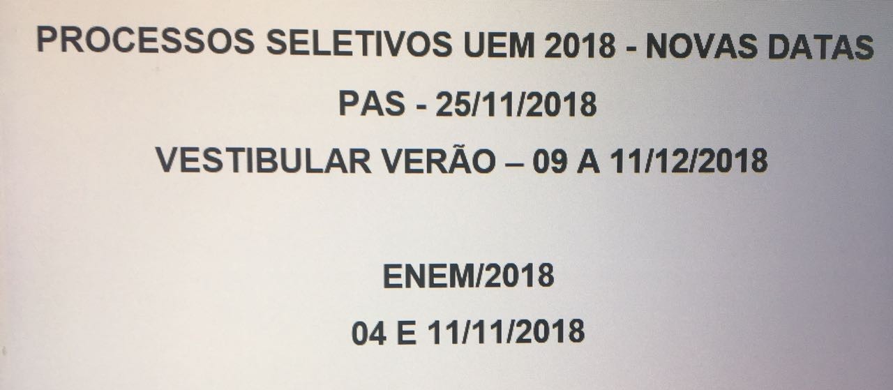 PAS será realizado no final de novembro