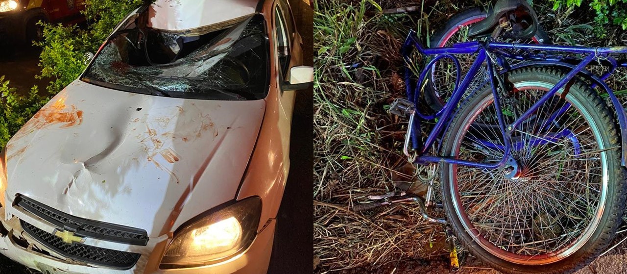 Ciclista é atingido por carro perto do Contorno Sul em Maringá