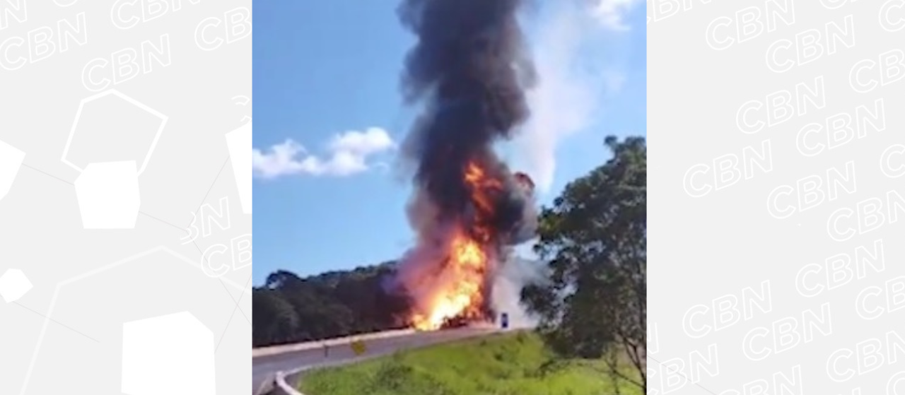 Caminhão carregado com gás explode e motorista morre carbonizado, em Nova Laranjeiras