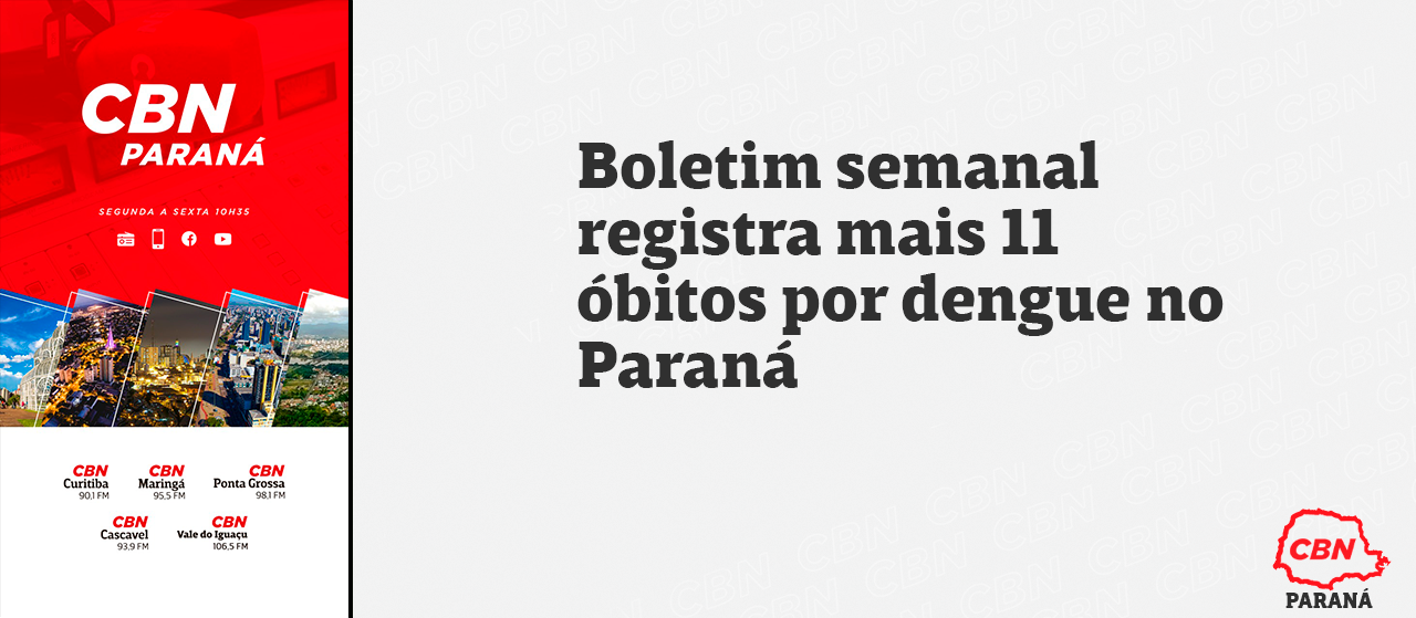 Boletim semanal registra mais 11 óbitos por dengue no Paraná 