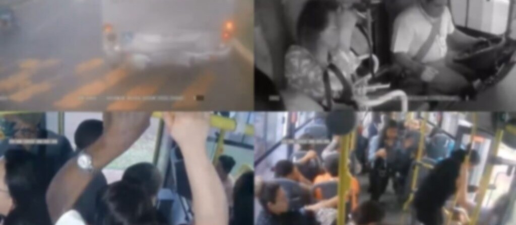 Imagens mostram momento do acidente entre ônibus em Maringá