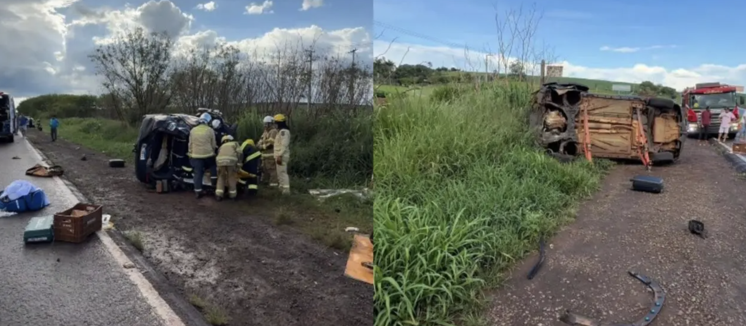 Capotamento na PR-323 deixa dois feridos na região de Maringá