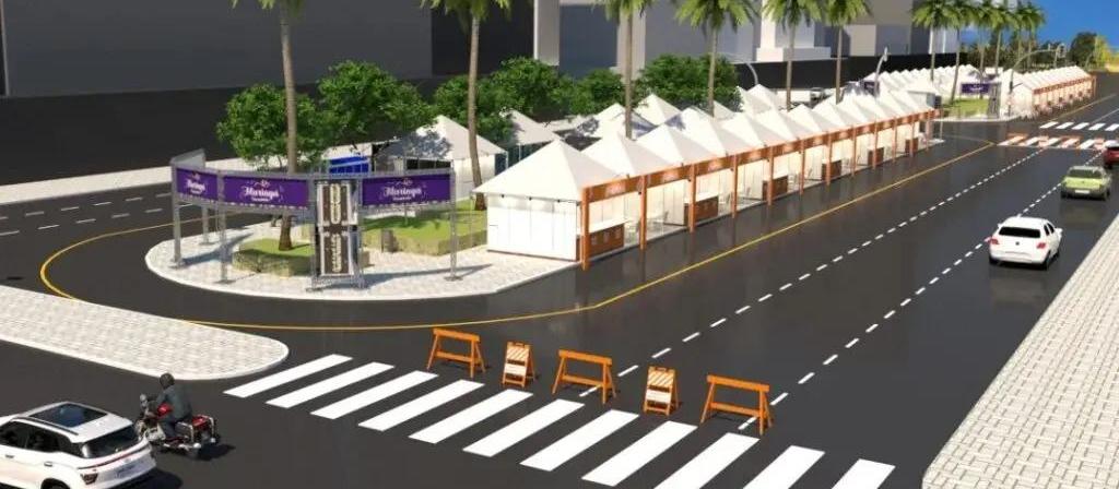 Barracas da Vila Gastronômica começam a ser montadas na Av. Getúlio Vargas em Maringá