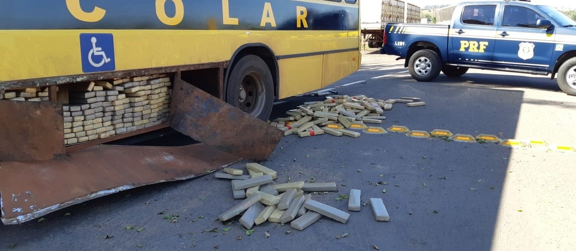 PRF apreende quase uma tonelada de maconha em ônibus escolar