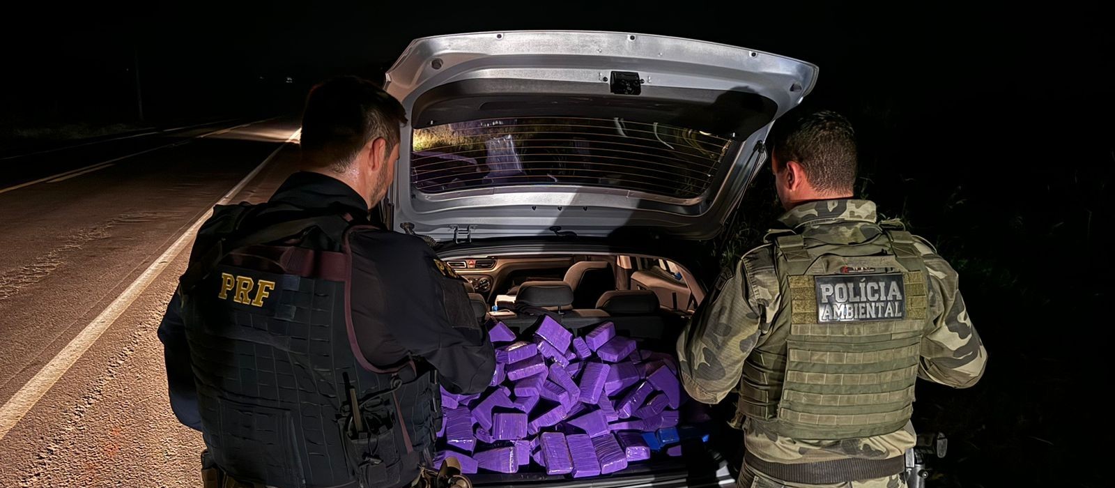 PRF e Polícia Ambiental apreendem 133kg de maconha