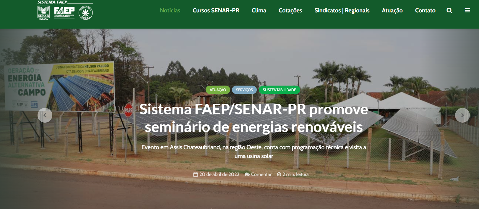 Seminário discute a instalação de sistemas de energia fotovoltaica no campo