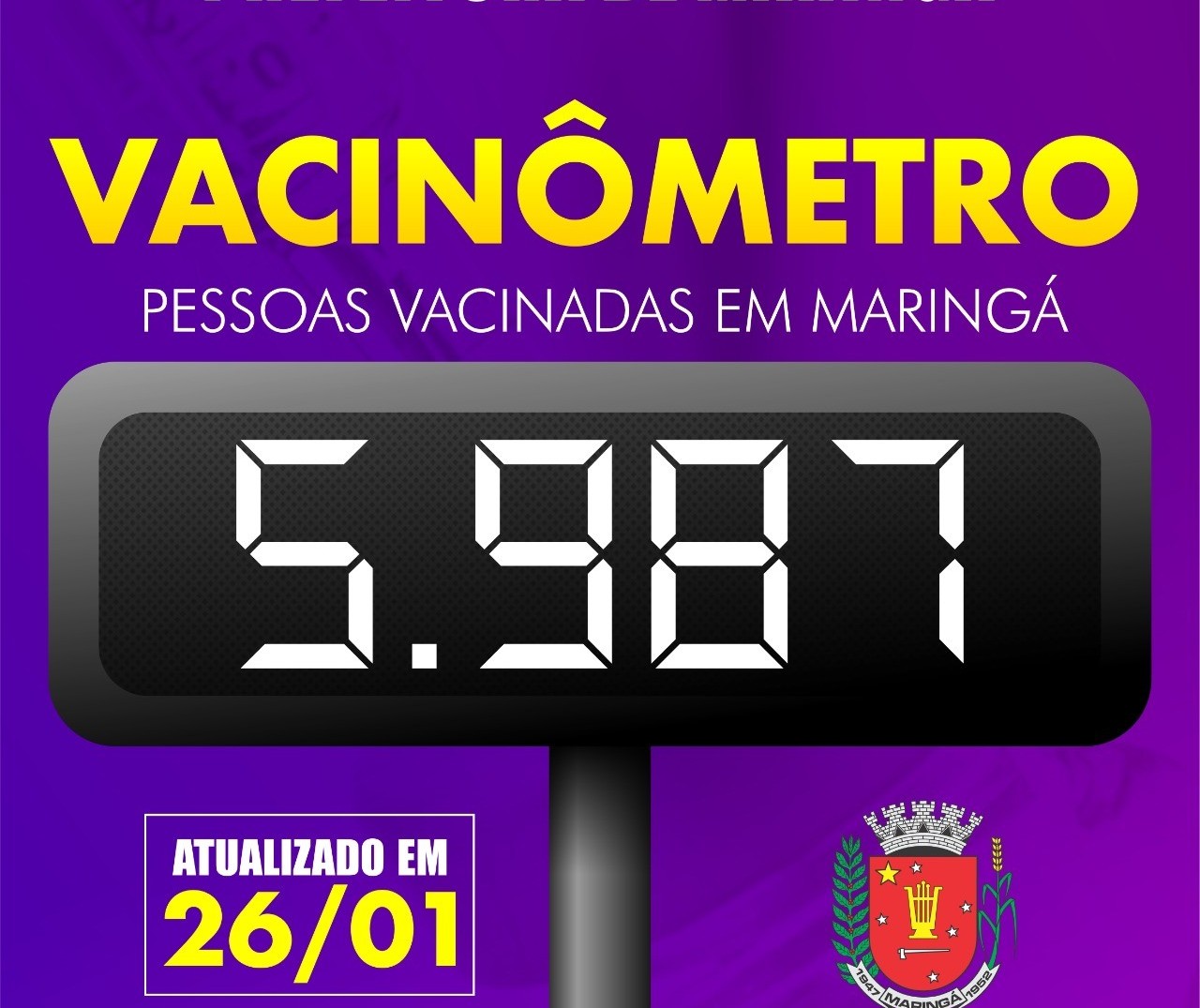 Covid-19: Maringá vacinou 532 pessoas nesta terça-feira; total chega a 5.987