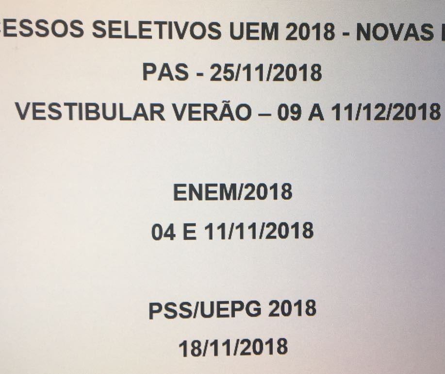 PAS será realizado no final de novembro