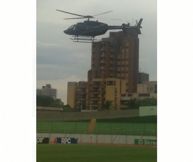 Helicóptero pousando no Willie Davids e agressão à torcida do Cascavel