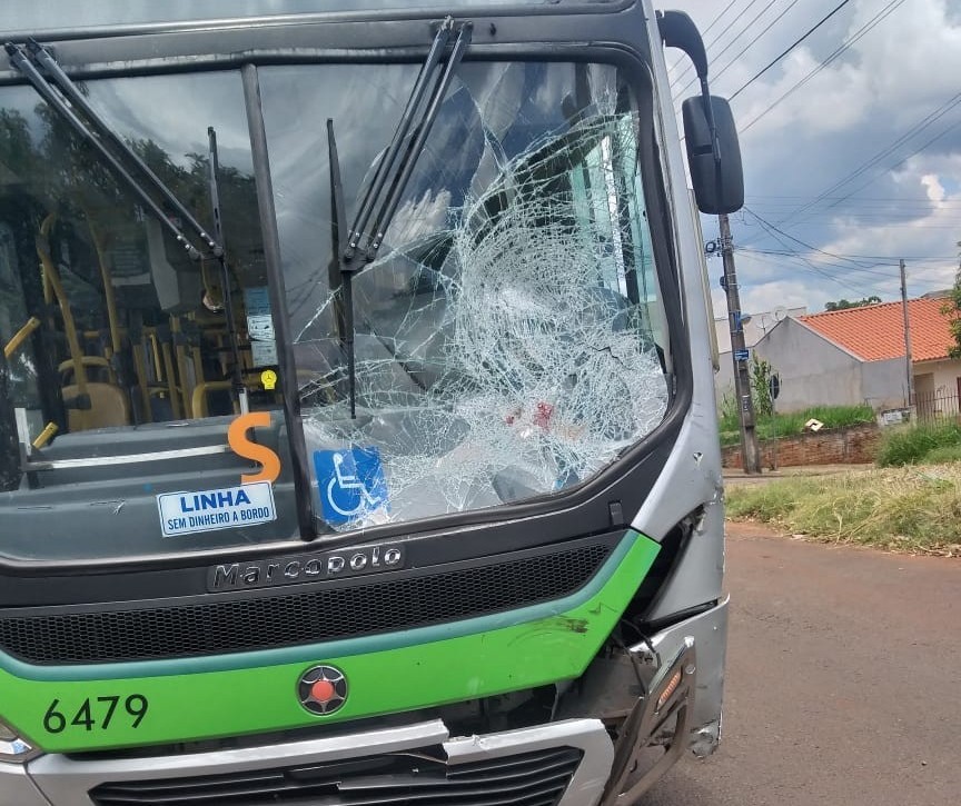 Motociclista fica em estado grave em colisão contra ônibus