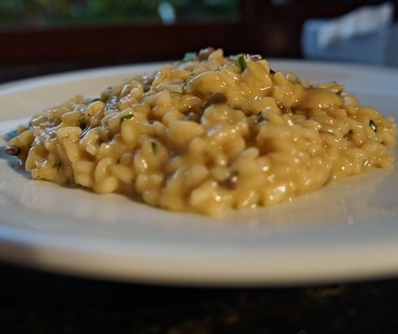 Risoto com ragu de cogumelos