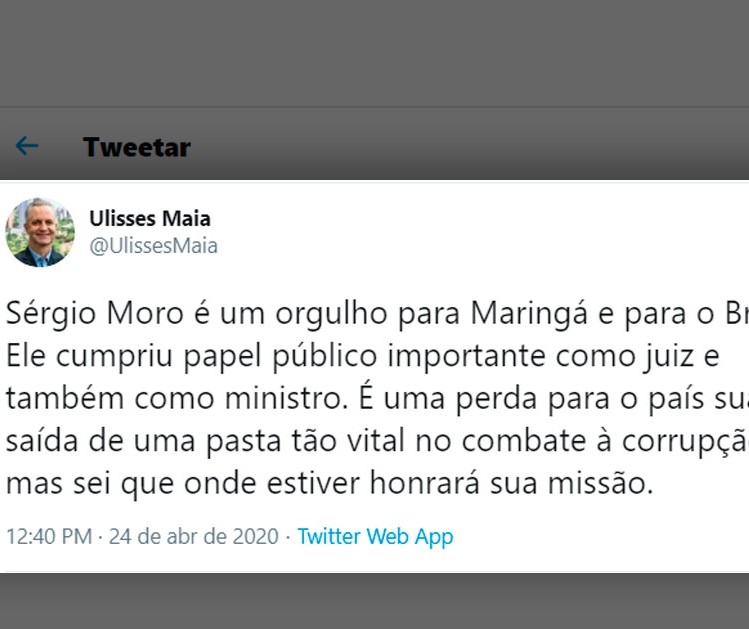 Prefeito de Maringá e senadores paranaenses se manifestam sobre saída de Moro