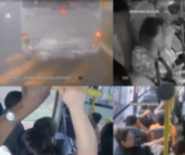Imagens mostram momento do acidente entre ônibus em Maringá