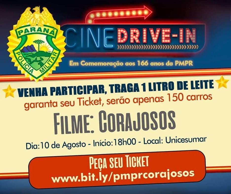 PM celebra aniversário com cinema drive-in em Maringá