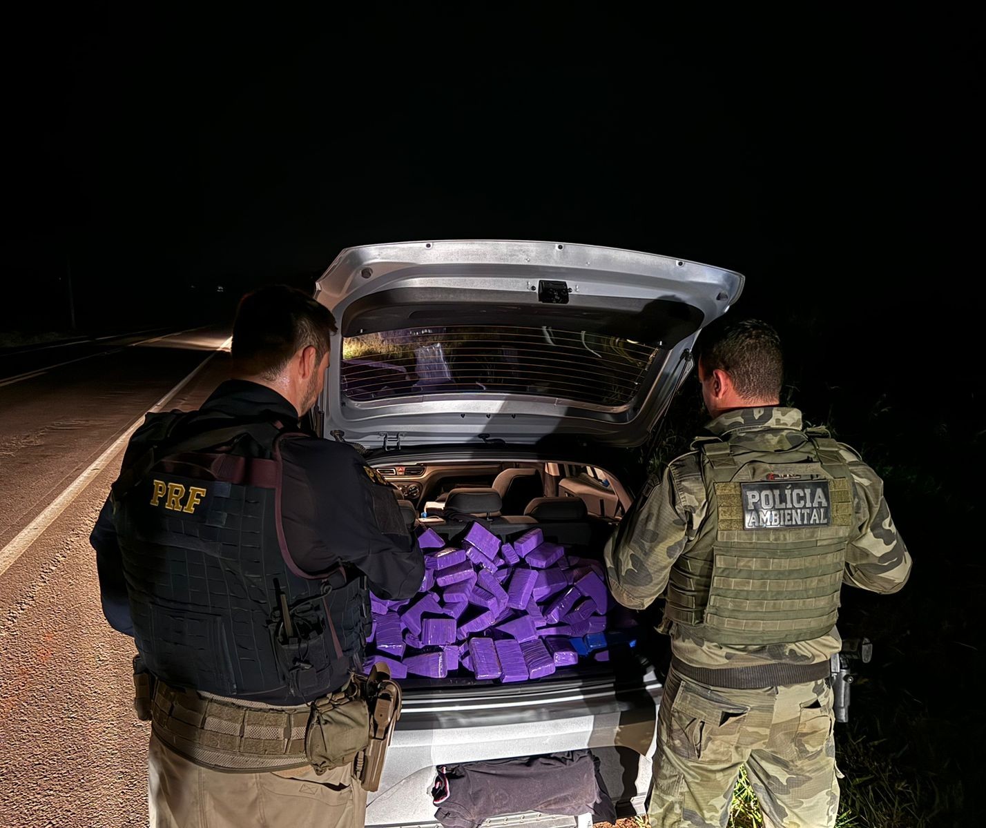 PRF e Polícia Ambiental apreendem 133kg de maconha